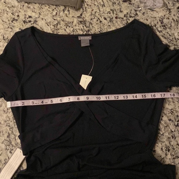 NWT Ann Taylor black cross front midi dress C.C25 - Picture 7 of 7